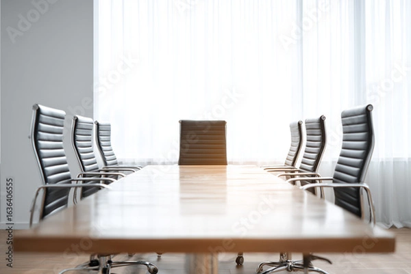 Fototapeta Interior design of luxury meeting table with couch in meeting room, Selective focus formal meeting table for chief executive officer.