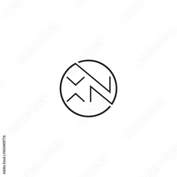 Fototapeta Xn logo design, XN letter luxury logo design,  NX monogram initials letter logo, Initial letter x and n