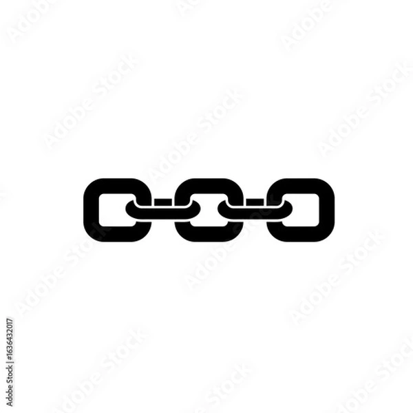 Fototapeta Three black chain links connected on white background silhouette