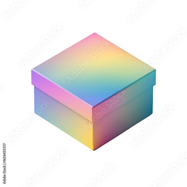 Fototapeta Pastel Gradient Colorful Gift Box Product Packaging isolated on transparent background Remove png, Clipping Path, pen tool