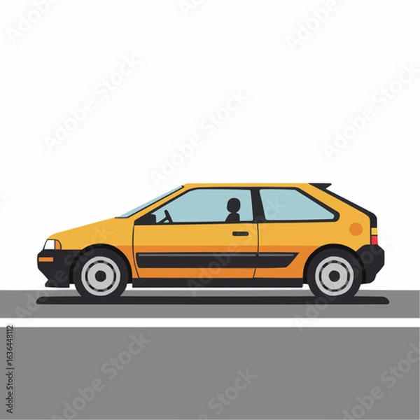 Fototapeta Vector Illustration of a Yellow Hatchback Car