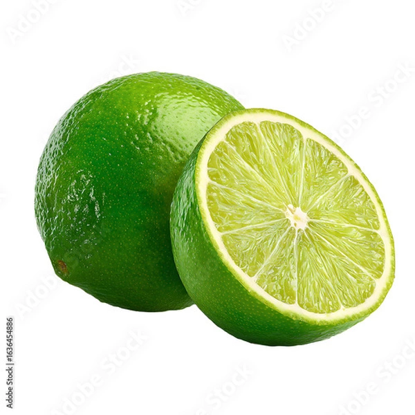 Fototapeta whole and half lime on transparent background