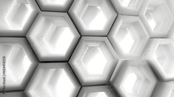 Fototapeta Abstract hexagonal pattern with light reflections.