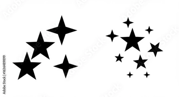 Fototapeta Vector art of collection of star sparkle and shine vector icons isolated on white background
