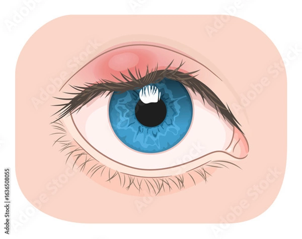 Fototapeta Eye with external barley on the upper eyelid. Medical vector illustration. 