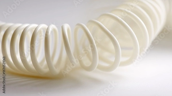 Fototapeta Curved White Coil Spring in Minimal Macro Perspective