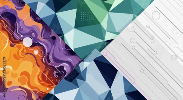 Fototapeta Abstract Geometric and Organic Digital Art Composition