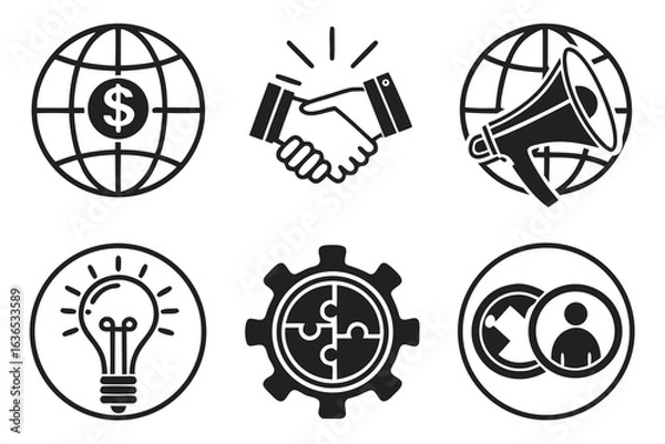 Fototapeta Global business and marketing icons