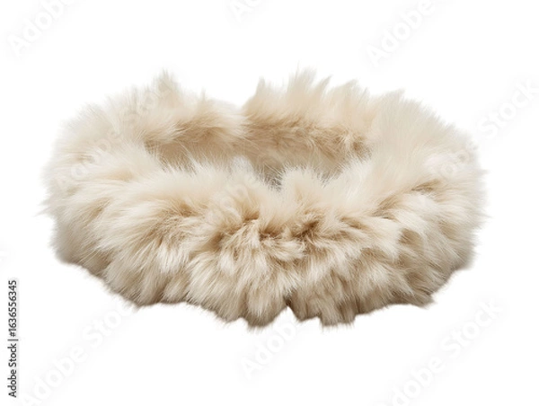 Fototapeta PNG of A soft, luxurious faux fur pillow in a creamy beige color, adding warmth and comfort to any home decor. - on Transparent or White BG