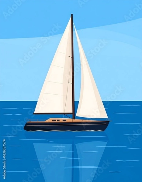 Obraz Sailing yacht on blue water