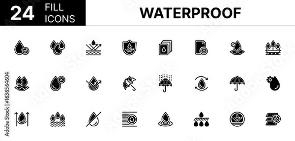 Obraz Collection of 24 Work safety fill icons featuring editable strokes. These outline icons depict various modes of Work safety, Icon, Hard Hat, 