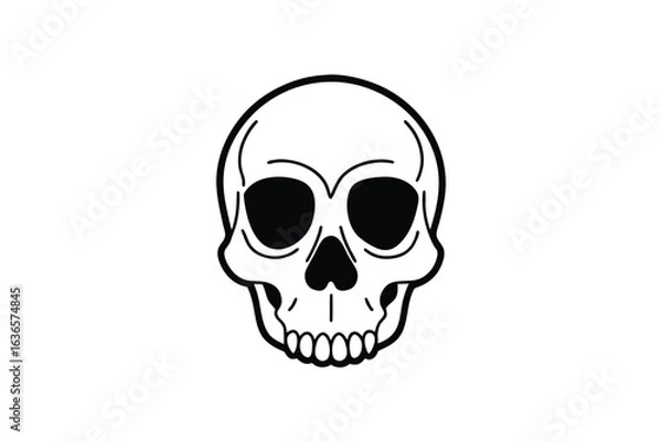 Obraz Simple Human Skull Outline Silhouette Illustration