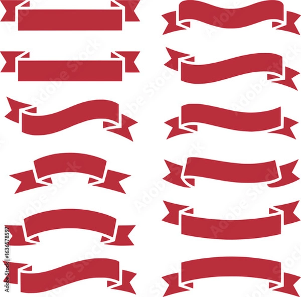 Obraz A Collection of Festive and Elegant Red Banners and Ribbons Perfect for Adding a Touch of Celebration or Decoration to Any Design