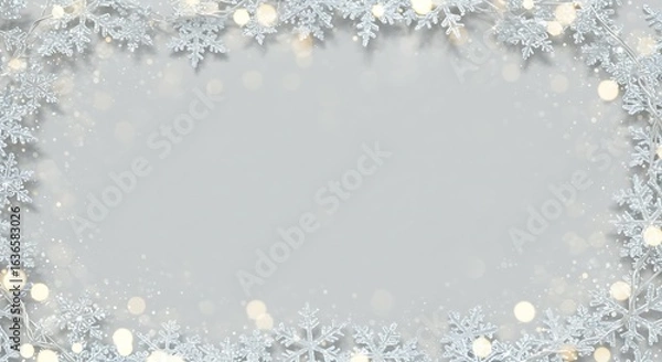 Fototapeta Snowflake garland wrapping around border