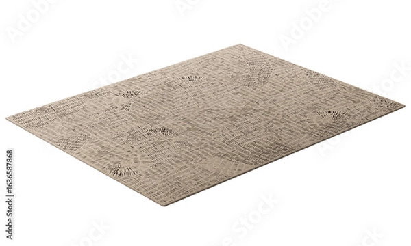 Obraz Modern brown rectangular rug with long pile. 3d render