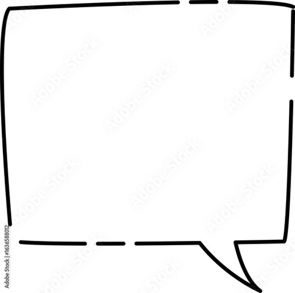 Obraz ゆるい四角の隙間のあるシンプルふきだし(しっぽ右)