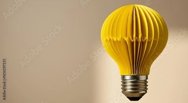 Fototapeta Close-up of a yellow light bulb made of paper