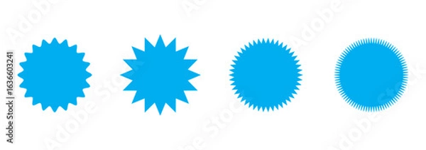 Fototapeta A set of burst tag icons. A collection of starburst stickers. Isolated promotional labels