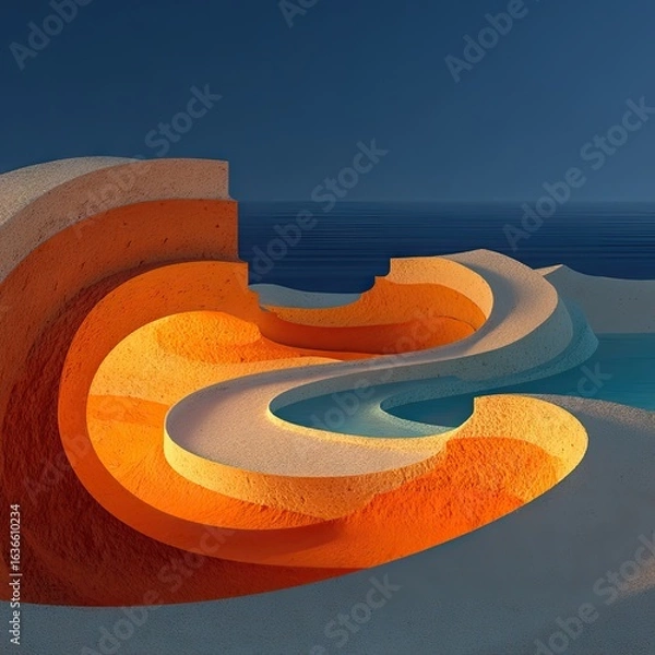 Fototapeta Abstract Sand Dunes Sculpted by Desert Wind