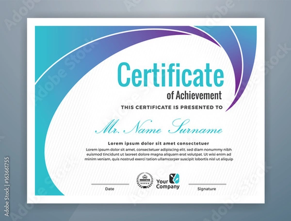 Fototapeta Multipurpose Modern Professional Certificate Template Design for Print. Vector illustration