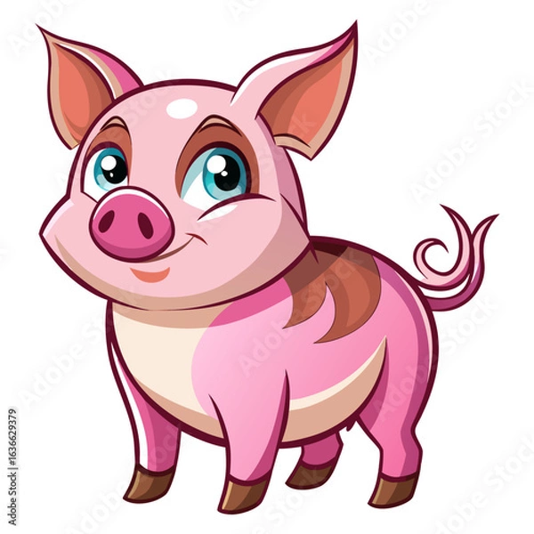Obraz vector illustration of yorkshire pig, standing, cartoon