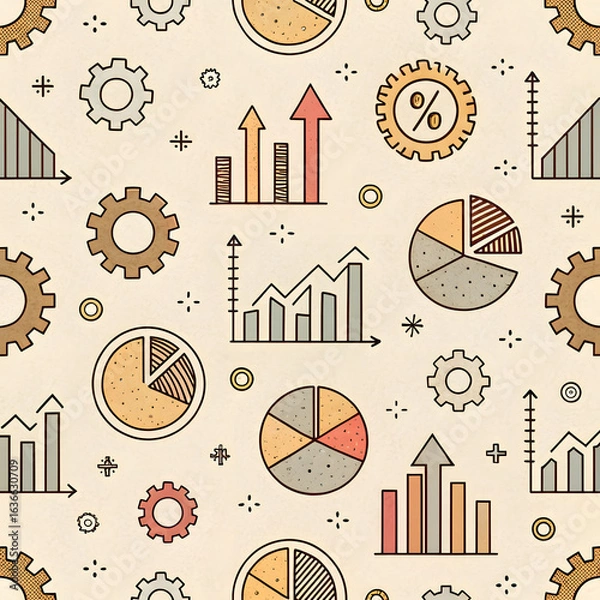 Obraz seamless pattern with graphs and statistics