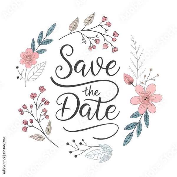 Obraz wedding invitation card with flowers