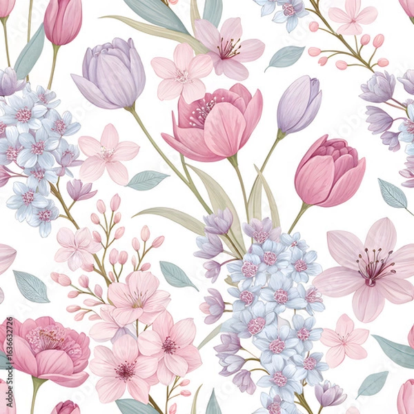 Obraz seamless pattern with pink flowers