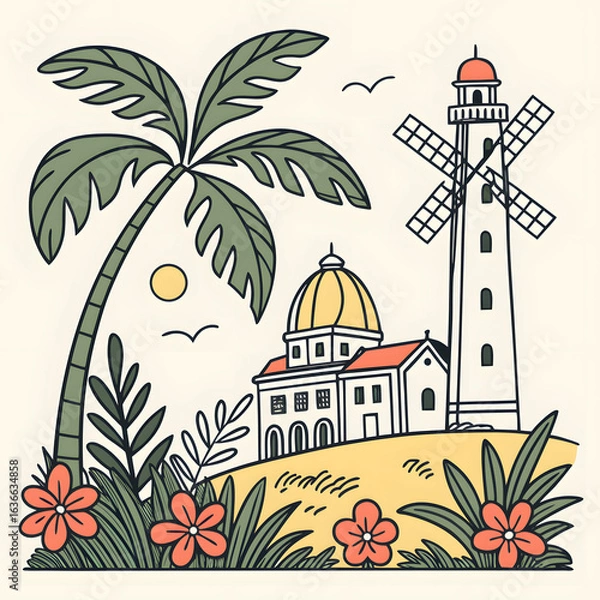 Obraz vector illustration of a mosque in the background