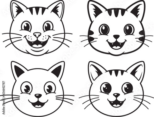 Fototapeta Three playful otters wearing sunglasses silhouette isolated on white background