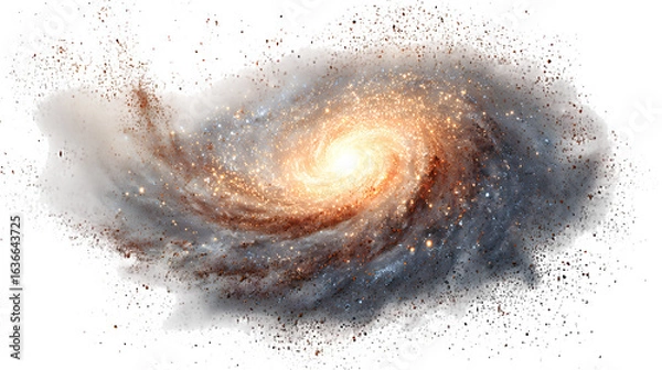 Fototapeta Spiral galaxy with glowing center on a white background