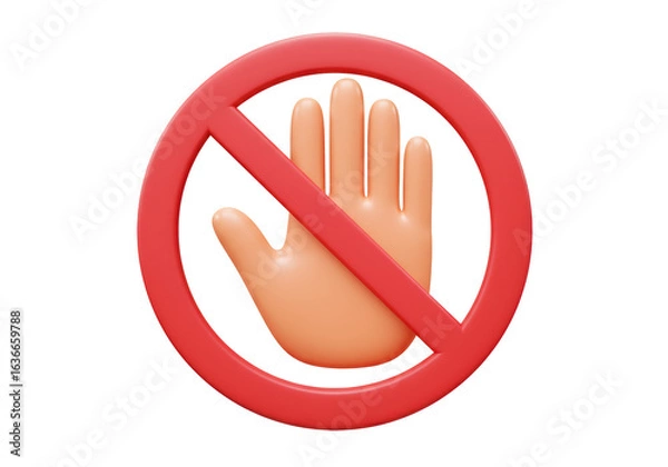 Fototapeta Isolated No Entry Sign with Hand