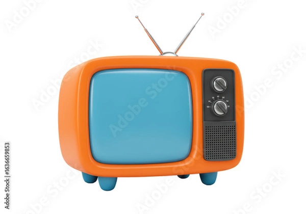 Obraz Isolated Orange Retro Television with Antenna