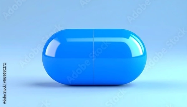 Obraz Blue pill on light blue background