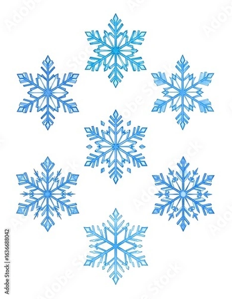 Obraz Blue Snowflake Design Set