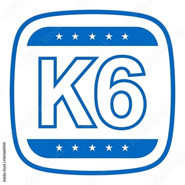 Obraz Blue square badge with K6