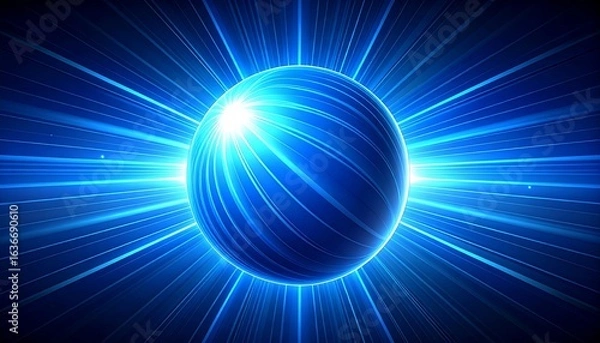 Obraz Blue sphere with radiating light