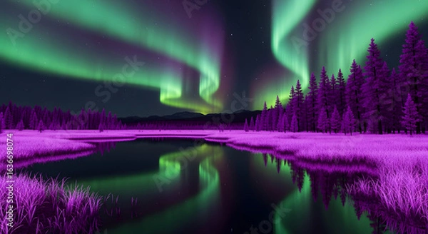 Obraz night landscape with reflection