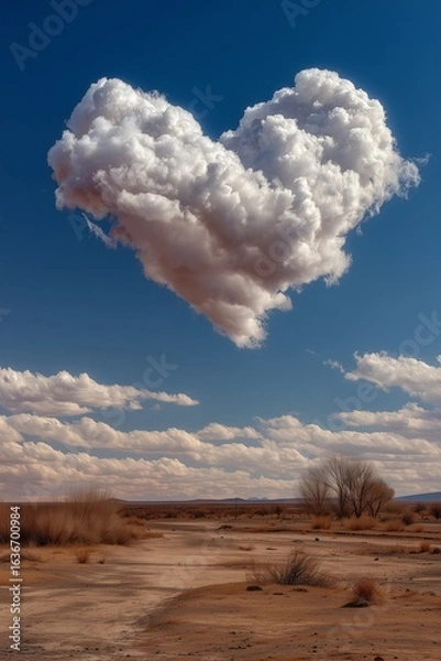Fototapeta Heart shaped cloud against blue sky