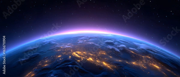 Obraz Blue Earth night view from space