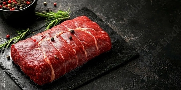 Fototapeta Tantalizing Grilling-Ready Beef Chuck Roll Steak 
