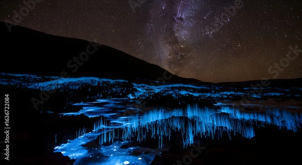 Obraz icicles on a blue background