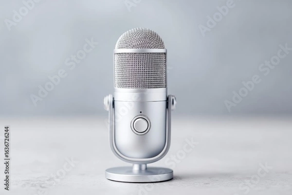 Obraz Stylish microphone on smooth surface, showcasing modern design a