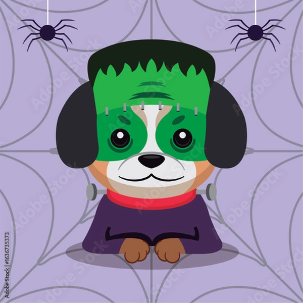 Obraz Dog in Frankenstein monster costume. Vector