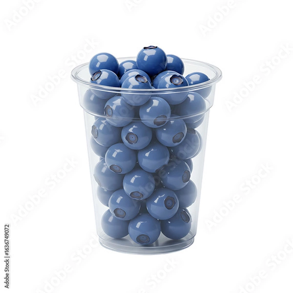 Fototapeta Fresh blueberries bursting with flavor in a clear cup, perfect for healthy snacks and vibrant recipes