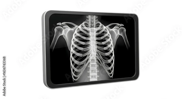 Obraz Human rib cage x ray medical scan isolated on transparent background