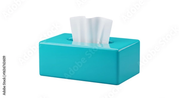 Obraz Turquoise tissue box with white tissues isolated on transparent background