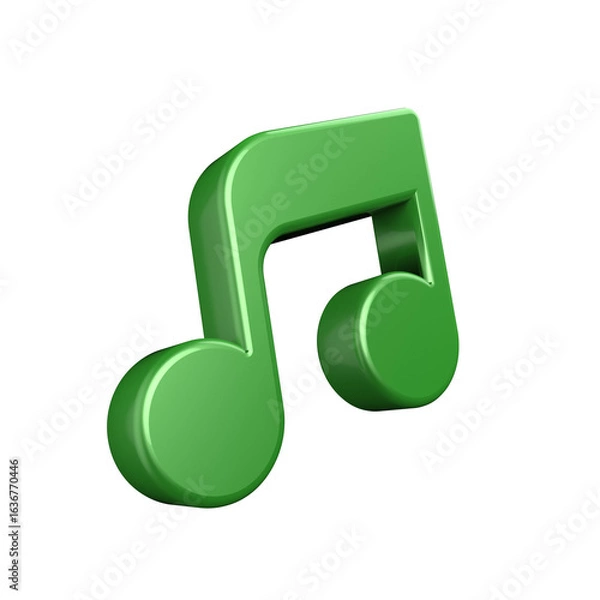 Fototapeta A 3D render of a paint metallic music icon on transparent background