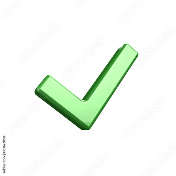 Fototapeta A 3D render of a paint metallic check icon on transparent background