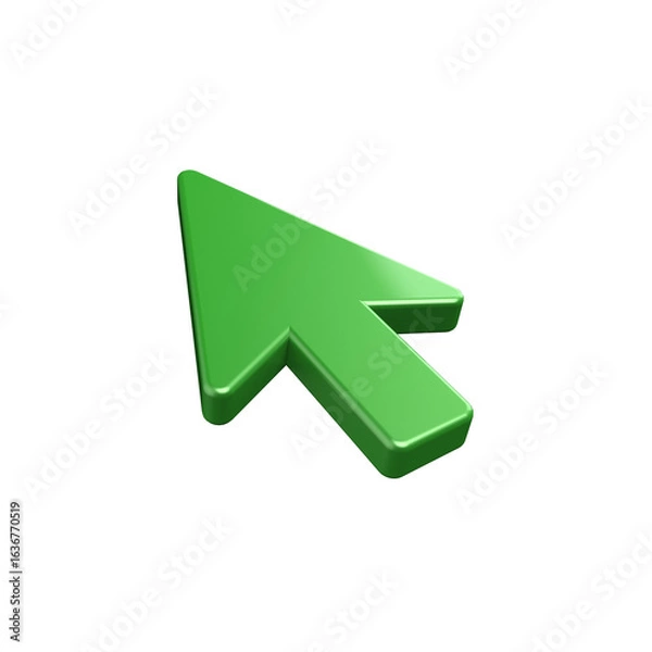 Fototapeta A 3D render of a paint metallic click pointer cursor arrow icon on transparent background